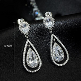 5Ct Pear Cut VVS1/D Diamond Halo Tear Drop Dangle Earrings 14K White Gold Finish