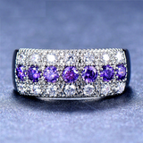 4ct Round Purple Amethyst Wedding Band Ring 14k White Gold Finish Half Eternity