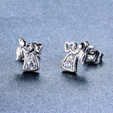 1.3ct Round Cut Diamond Angel Heart Wedding Stud Earrings 14k White Gold Finish