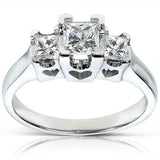 2.5Ct Princess Cut Diamond Heart Three Stone Engagement Ring 14K White Gold Over