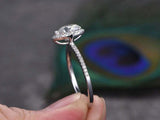 1.5ct Heart Cut Diamond Solitaire Ring 14k White Gold Finish wtih Round Accents