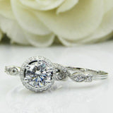 3.5Ct Round Cut Diamond Bridal Set Vintage Band Halo Ring 14K White Gold Finish