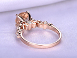 1.3ct Round Cut Morganite Engagement Ring Diamond Accents 14k Rose Gold Finish