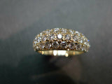 3Ct Round Cut Diamond Three Row Pave Set Engagement Ring 14K Yellow Gold Finish