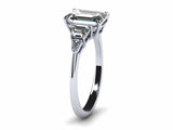 2ct Emerald Cut Diamond 5 Stone Solitaire Engagement Ring 14k White Gold Finish