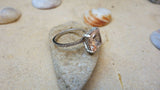 1ct Cushion Cut Peach Morganite Engagement Ring 18k White Gold Finish Solitaire