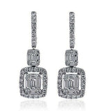 5Ct Baguette Cut Diamond Elegant Party Dangle Drop Earring 14K White Gold Finish