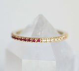 1ct Round Cut Pink Ruby Wedding Band Ring 14k Yellow Gold Finish Full Eternity