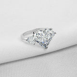 3ct Heart Cut Diamond Engagement Ring Trillion Accent Trilogy 14k WhiteGold Over