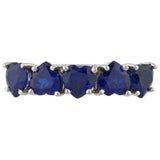 2.6ct Heart Cut Blue Sapphire Five Stone Half Eternity Band 14k White Gold Over