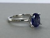 1ct Oval Cut Blue Sapphire Solitaire Promise Engagement Ring 14k White Gold Over