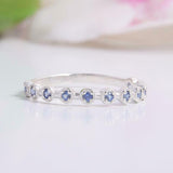 1.2ct Round Cut BlueTanzanite Half Eternity Wedding Band 14k White Gold Finish