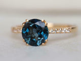 1.5ct Round Cut London Blue Topaz Solitaire with Accent Ring 14k YellowGold Over