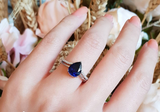 1.5ct Pear Cut Blue Sapphire Engagement Ring 14k White Gold Finish Pear Shaped