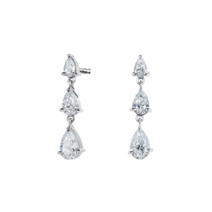 3ct Pear Cut Diamond Free Fall Women Tear Drop Earrings 14k White Gold Finish