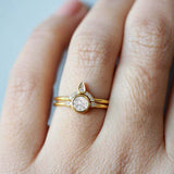 1.2ct Round Cut Diamond Engagement Ring Bezel Set Trilogy 14k Yellow Gold Finish