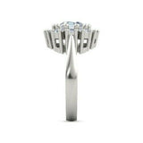 2.5Ct Round Cut DVVS1 Diamond Flower Halo Engagement Ring 14K White Gold Finish