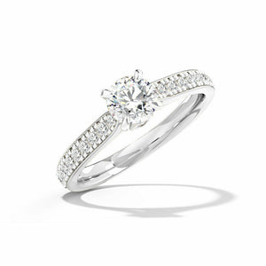 1.8ct Engagement Ring Round Cut Diamond Solitaire with Accent 14k WhiteGold Over