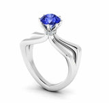 1ct Round Cut Sapphire Split Shank Stylish Hidden Halo Ring 14k White Gold Over