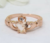 1.1Ct Heart Cut Peach Morganite Claddagh Engagement Ring 14K Rose Gold Finish