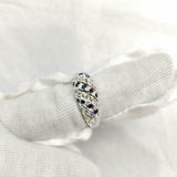 2.1ct Round Cut Blue Sapphire Vintage Inspired Cluster Ring 14k WhiteGold Finish