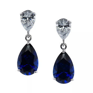 3Ct Pear Cut Blue Sapphire Diamond Elegant Tear Drop Earring 14K White Gold Over