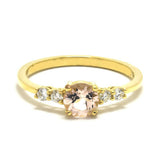 1.2ct Round Cut Peach Morganite Five Stone Stackable Ring 14k Yellow Gold Finish