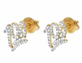 1.4ct Round Cut VVS1 Diamond 100 Logo Stud Earrings Women 14k Yellow Gold Finish