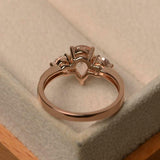 2ct Pear Cut Peach Morganite Engagement Ring Milgrain Trilogy 14k Rose Gold Over