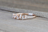 Unique Design Engagement Ring 1.1ct Baguette Cut Diamond 14k Rose Gold Finish