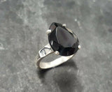 2.5ct Engagement Ring Pear Cut Black Diamond Solitaire 14k White Gold Finish