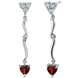 2Ct Heart Cut Red Garnet Diamond Stylish Drop Earrings 14K White Gold Finish