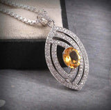 2.6ct Yellow Citrine Pendant Oval Cut Cocktail 14k White Gold Finish NO CHAIN