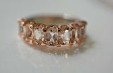 4ct Cushion Peach Morganite Half Eternity Engagement Ring 14k Dual Tone Finish