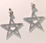 3ct Round Cut VVS1 Diamond Star Unique Design Drop Earrings 14k WhiteGold Finish