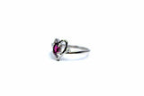 0.8ct Engagement Ring Oval Cut Pink Ruby Heart Trilogy 14k White Gold Finish