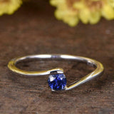 1ct Round Blue Sapphire Engagement Ring Twist Swirl Solitaire 14k WhiteGold Over