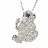 2ct Round Cut VVS1D Diamond Pendant with Chain Frog Design 14k White Gold Finish