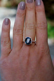 2.5ct Engagement Ring Oval Cut London Blue Topaz Diamond Halo 14k Rose Gold Over