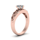 1ct Heart Cut Diamond Love Accent Solitaire Engagement Ring 14k Rose Gold Finish