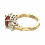 2.3ct Oval Cut Pink Ruby Diamond Trilogy Ring 14k Dual Gold Finish Round Accents