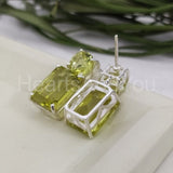 2ct Emerald Simulated Peridot Party Wear Dangle Earrings 14k White Gold Plated