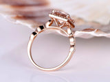 2.1ct Princess Cut Peach Morganite Solitaire Engagement Ring 18k RoseGold Finish