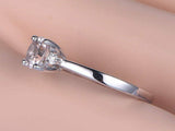 1ct Round Cut Peach Morganite Three Stone Engagement Ring 14k White Gold Finish