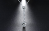 1.4ct Round Cut  Diamond Wedding Party Pendant Chain Long 14k White Gold Finish