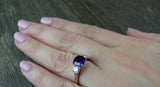 2ct Cushion Cut Blue Sapphire Engagement Ring 14k White Gold Finish Three Stone