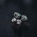 2.2ct Stud Earrings Oval Cut Green Emerald Stylish Design 14k White Gold Finish