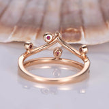 1ct Round Cut Pink Ruby Crown Design Princess Engagement Ring 14k Rose Gold Over