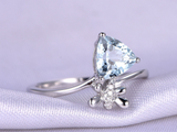 1.2ct Trillion Blue Aquamarine Dragonfly Gift Engagement Ring 14k WhiteGold Over