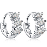 1.5Ct Marquise Cut VVS1/D Diamond Trilogy Huggies Earrings 14K White Gold Finish